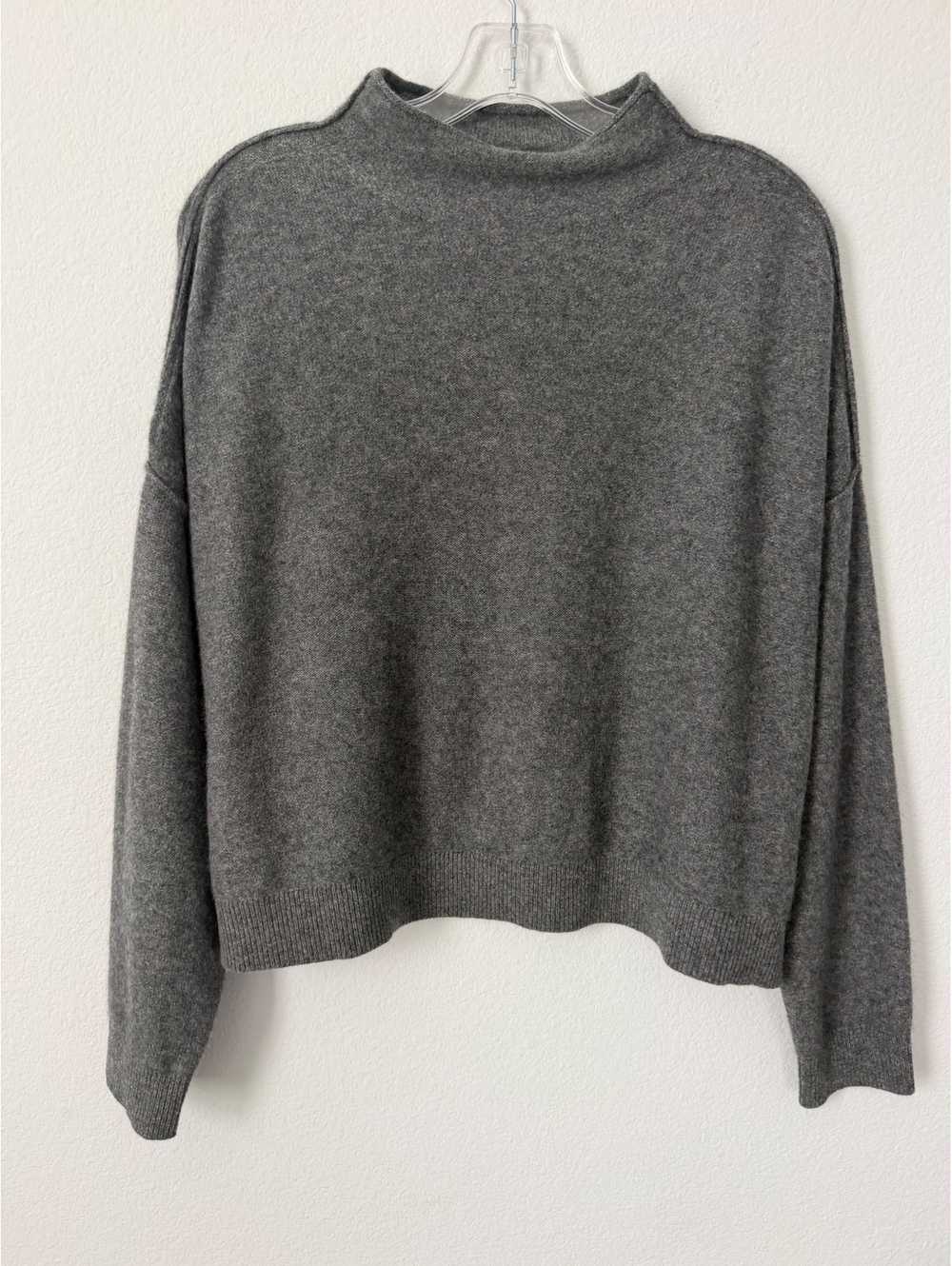 Pilcro Gray 100% Cashmere Long Sleeve Mock Neck Boxy Pullover Sweater Size S